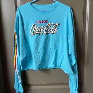 Cute Blue Coca-Cola Cropped Long-Sleeve